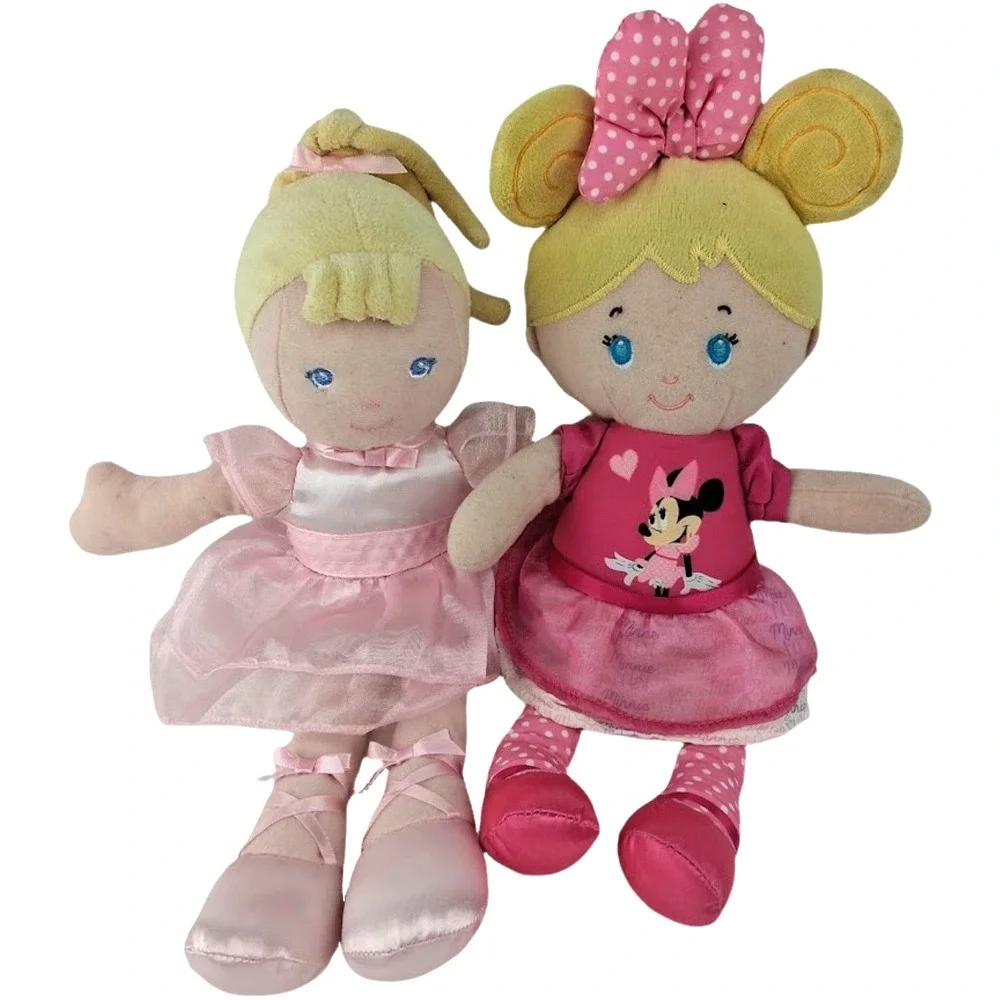 2 Plush Baby Girl Doll Lot Disney Garanimals Pink Ballerina Minnie Mouse Lovey